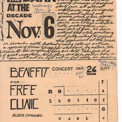 Poster for The Dark at the Decade in a Benefit Confert for Free Clinic
