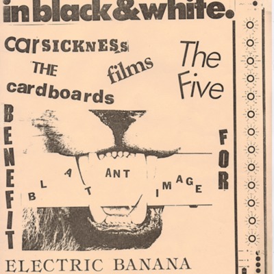 Poster for Carsickness, The Cardboards, Films, and The Five Performing at the Electric Banana