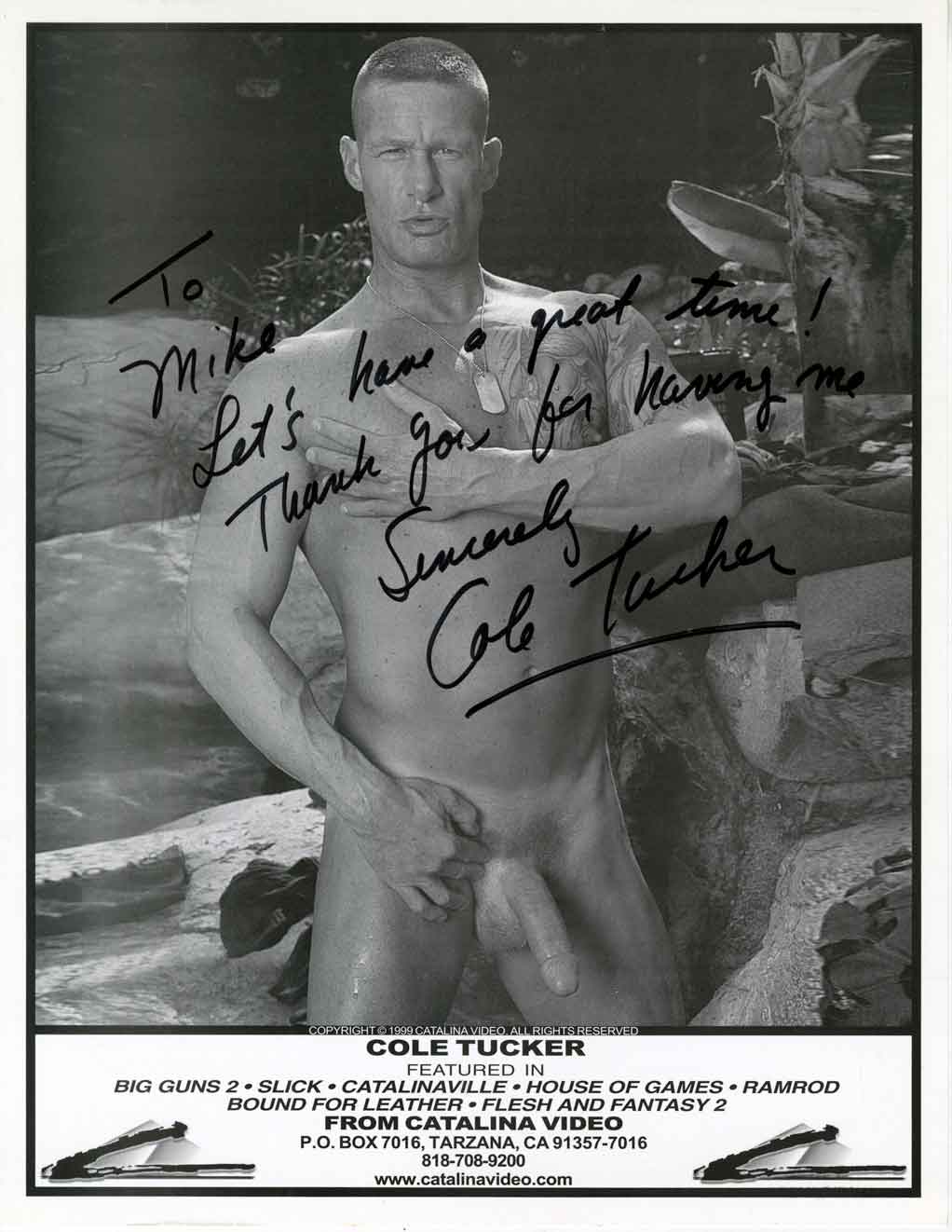 Ebony Porn Stars Caption - Autographed Flyer from Catalina Video Porn Star Cole Tucker ...